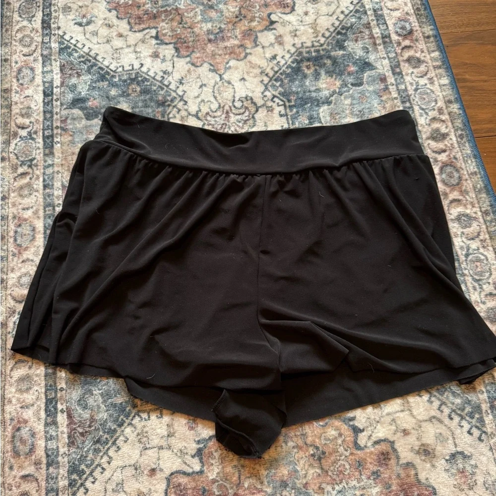 Aqua Green Black Swim Skorts - Picture 2 of 5